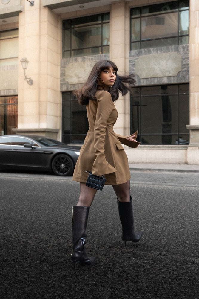 The Ultimate Muse Split Sleeve Mini Dress Olive by Odd Muse