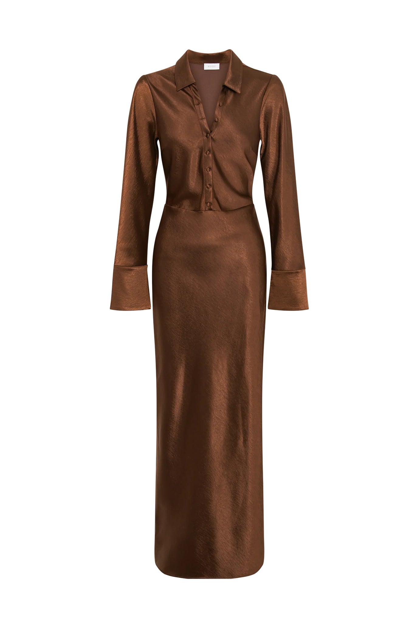brown silk dress long sleeve Long Sleeve Satin Slip Dress in Chestnut Brown – Hijabglamour
