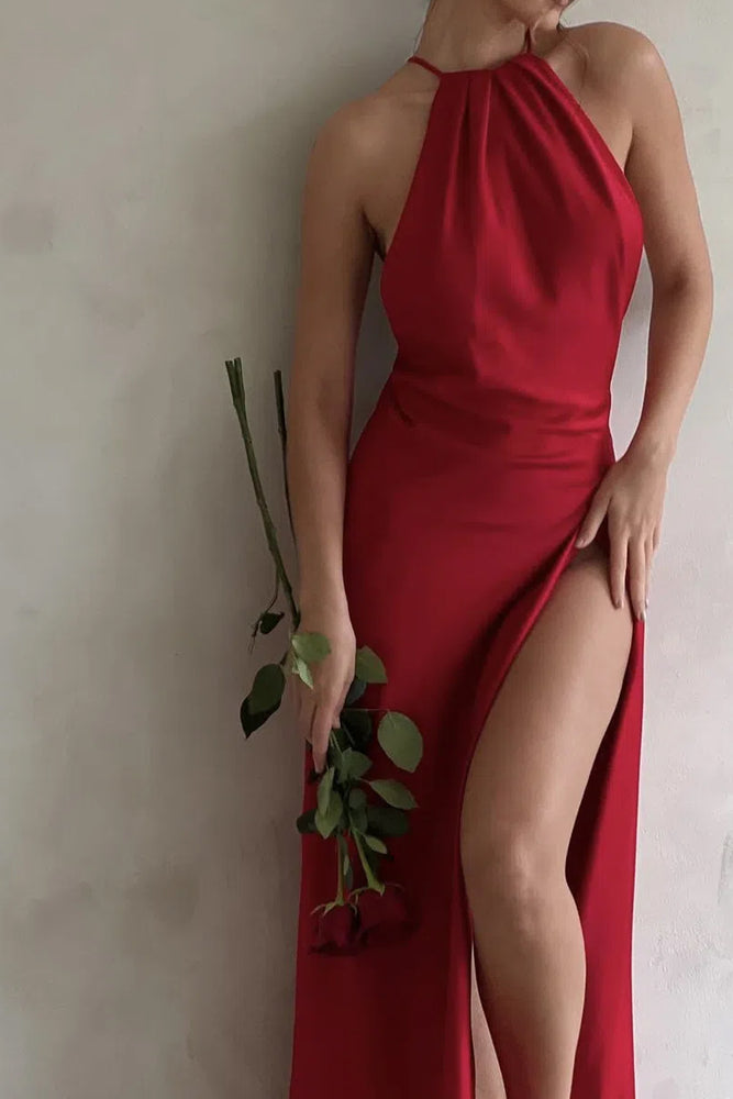 Zanab Red Rose Thigh Slit Maxi Dress by House of CB