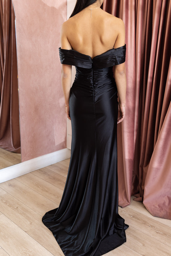 Grace Off The Shoulder Gown Black by HSH