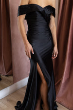 Grace Off The Shoulder Gown Black by HSH