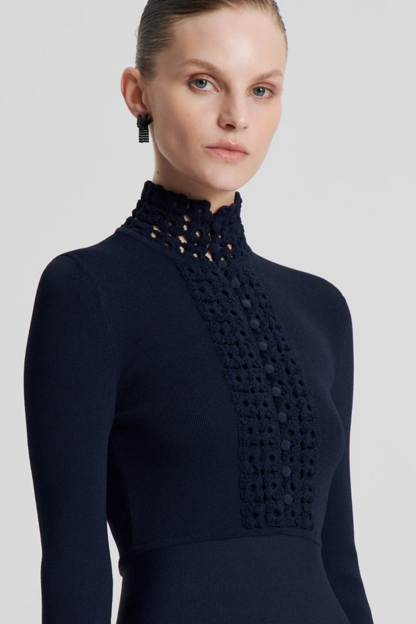 crepe knit daisy soft dress Our delicate Daisy Dress from @scanlantheodore Hire this crepe knit design with extra special crochet detailing for you next girly soire. Available in a size 6 for $220. As seen on @nadagovedarica