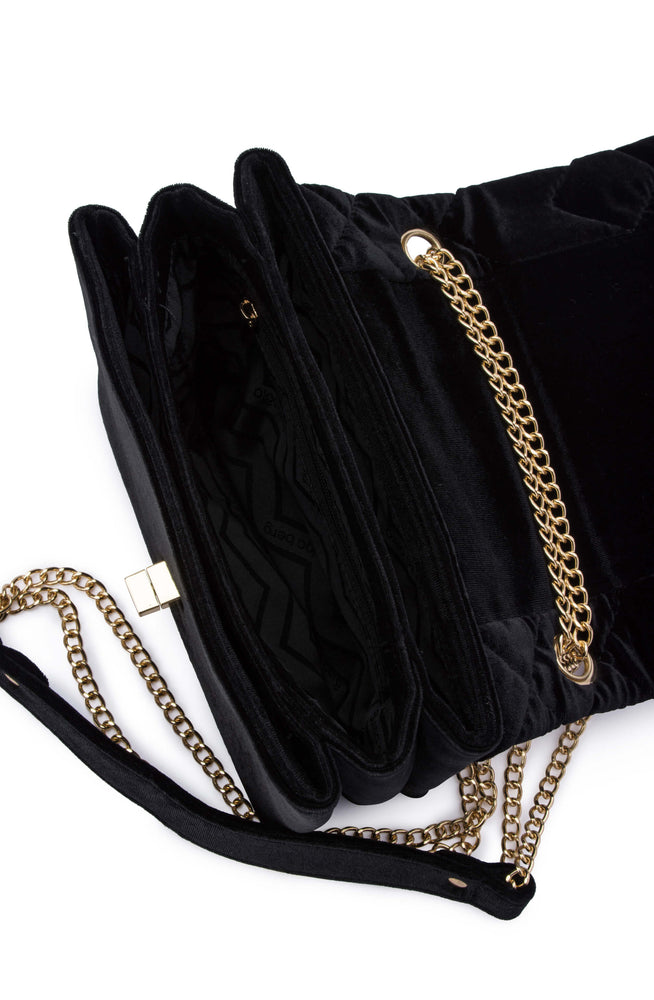 Alexi Quilted Velvet Black Shoulder Bag by Olga Berg