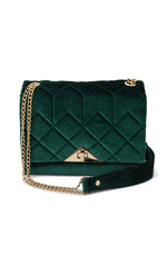 Alexi Quilted Velvet Emerald Shoulder Bag by Olga Berg