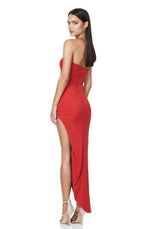Aria One Shoulder Gown Fiery Red by Nookie
