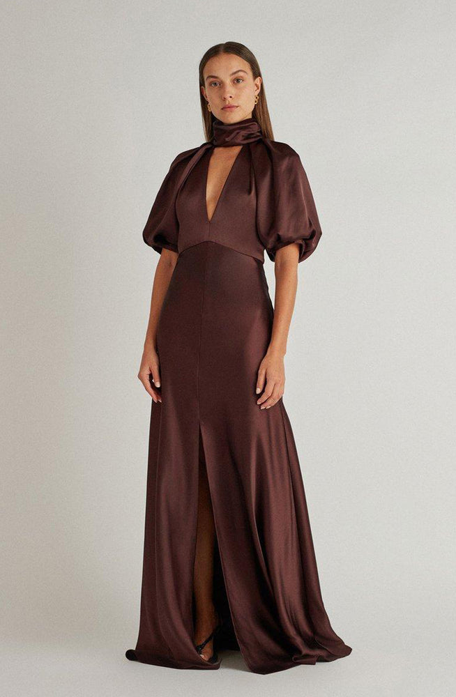 Abbie V Neck Gown Burgundy by Camilla and Marc