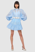 Alexandra Belted Mini Dress Cornflower by Leo Lin