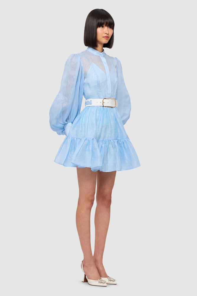 Alexandra Belted Mini Dress Cornflower by Leo Lin