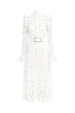 Aliyah Lace Butterfly Sleeve Midi Dress Snow by Leo Lin