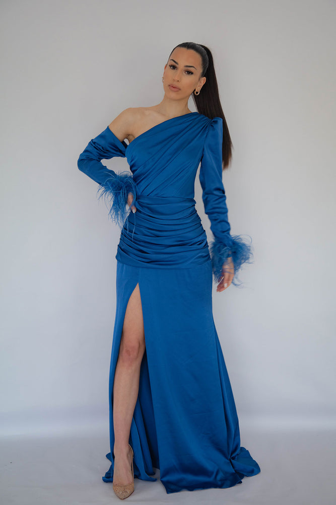 Alyssa Feather Gown Electric Blue by HSH