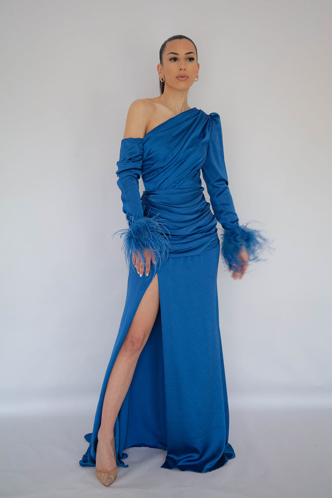 Alyssa Feather Gown Electric Blue by HSH