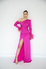 Alyssa Feather Gown Electric Pink by HSH