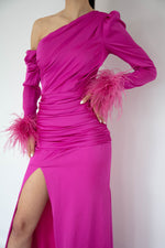 Alyssa Feather Gown Electric Pink by HSH