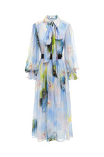 Cassie Tie Neck Midi Dress - Willow Print by Leo & Lin