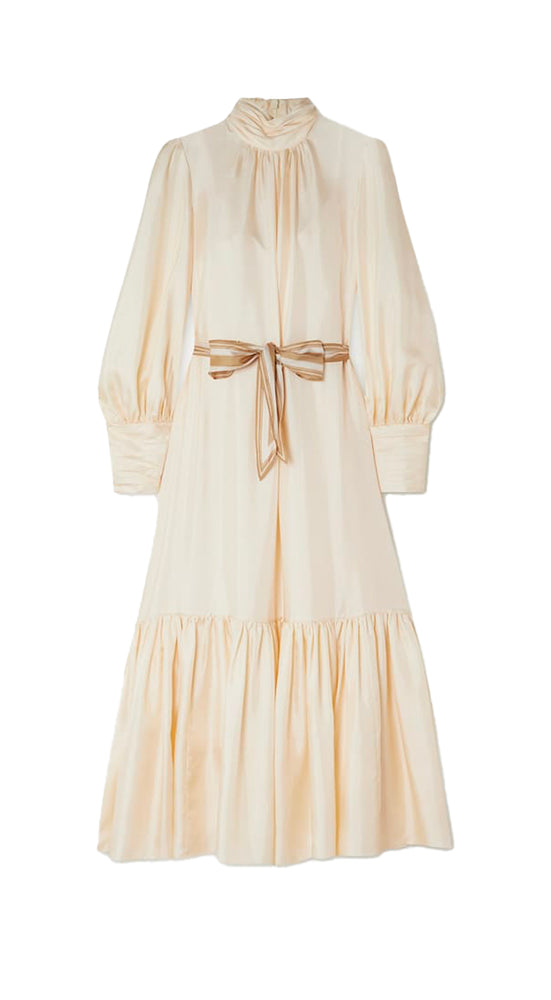 Celestial Gathered Frill Midi Dress in Silk by Zimmermann
