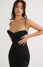 Charmaine Black Corset Maxi Dress by House of CB