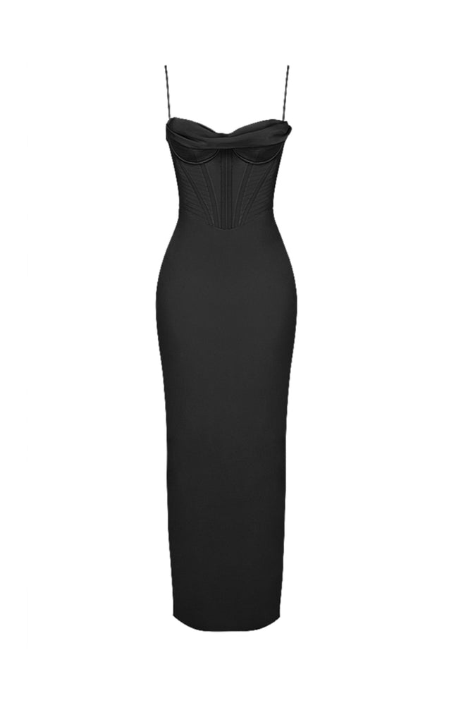 Charmaine Black Corset Maxi Dress by House of CB