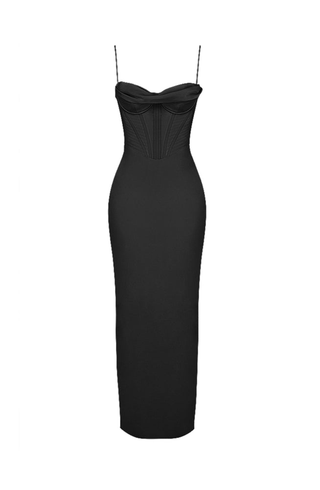 Charmaine Black Corset Maxi Dress by House of CB | High St. Hire Charmaine Black Corset Maxi Dress by House of CB | High St. Hire