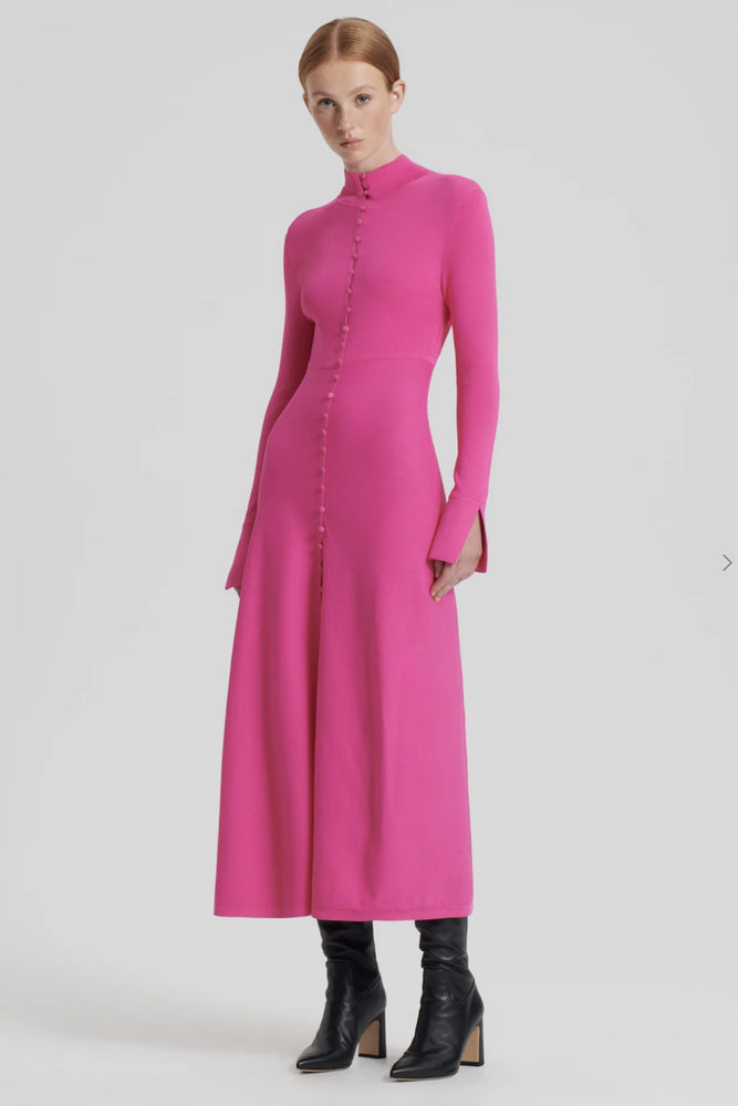 Crepe Knit Button Polo Dress Fuchsia by Scanlan Theodore for Hire High St. Hire Crepe Knit Button Polo Dress Fuchsia by Scanlan Theodore for Hire High St. Hire