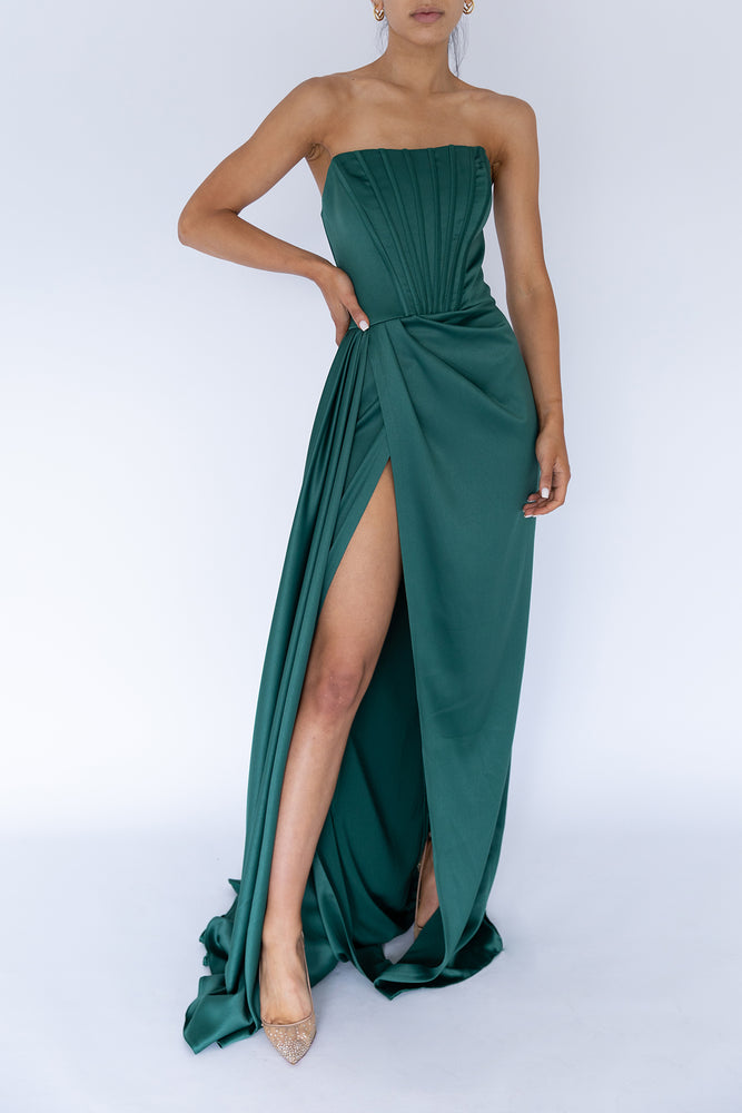Eliza Corset Dress Emerald by HSH For SALE | High St. Hire Eliza Corset Dress Emerald by HSH For SALE | High St. Hire