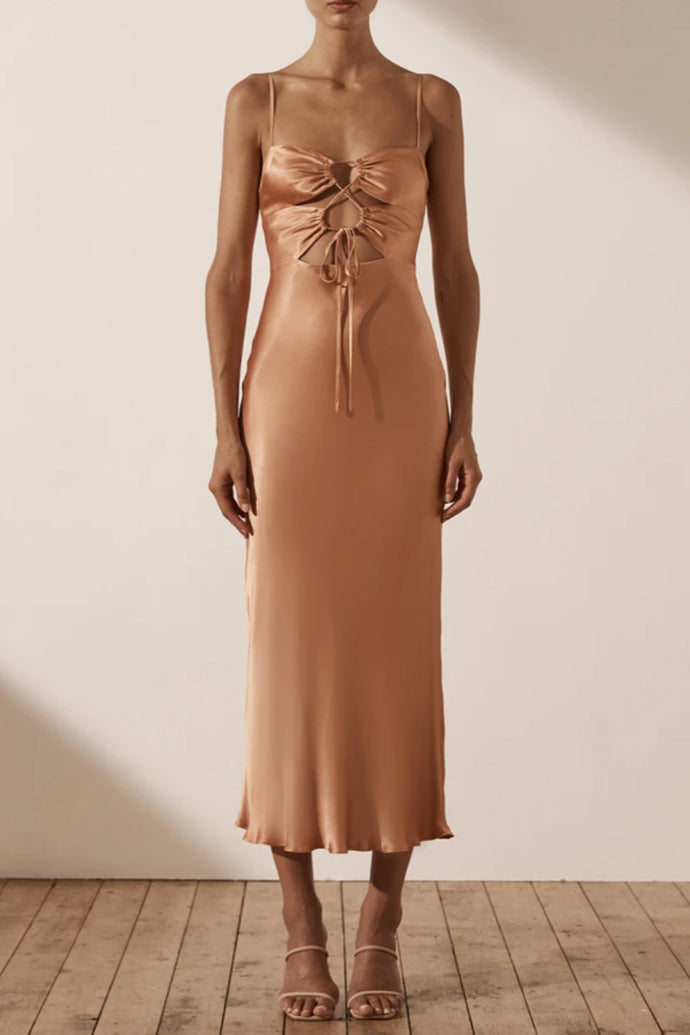 shona joy eloise lace up midi dress SHONA JOY