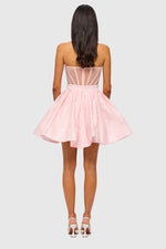 Eliza Structured Bustier Mini Dress Pink by Leo Lin