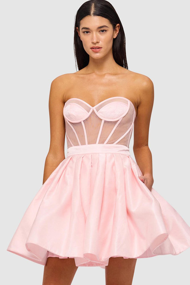Eliza Structured Bustier Mini Dress Pink by Leo Lin