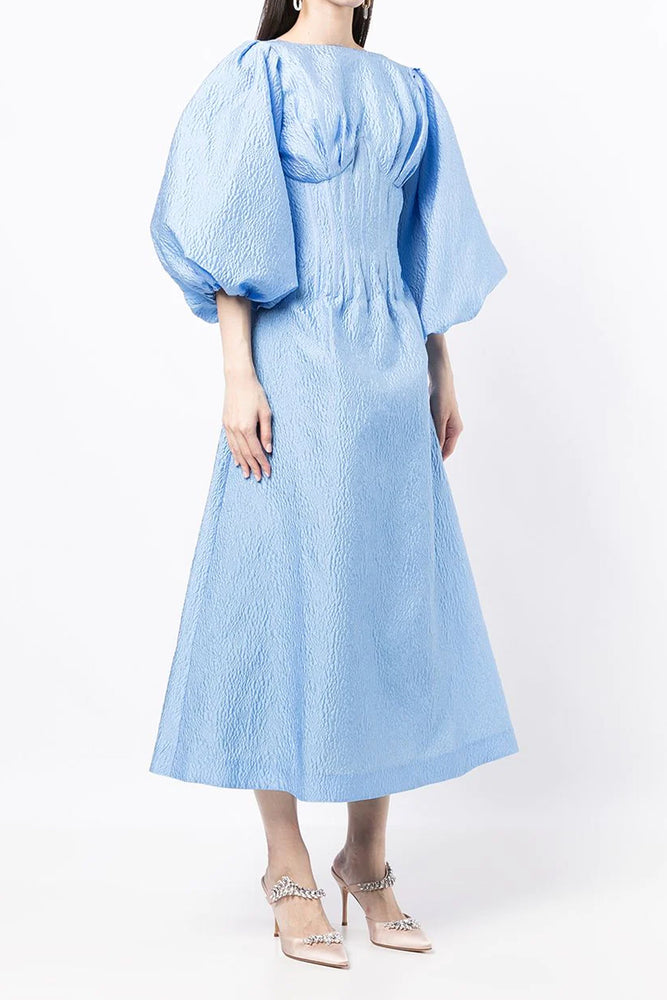 Emiko Balloon-Sleeve Maxi Dress Light Blue by Rachel Gilbert