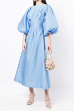 Emiko Balloon-Sleeve Maxi Dress Light Blue by Rachel Gilbert