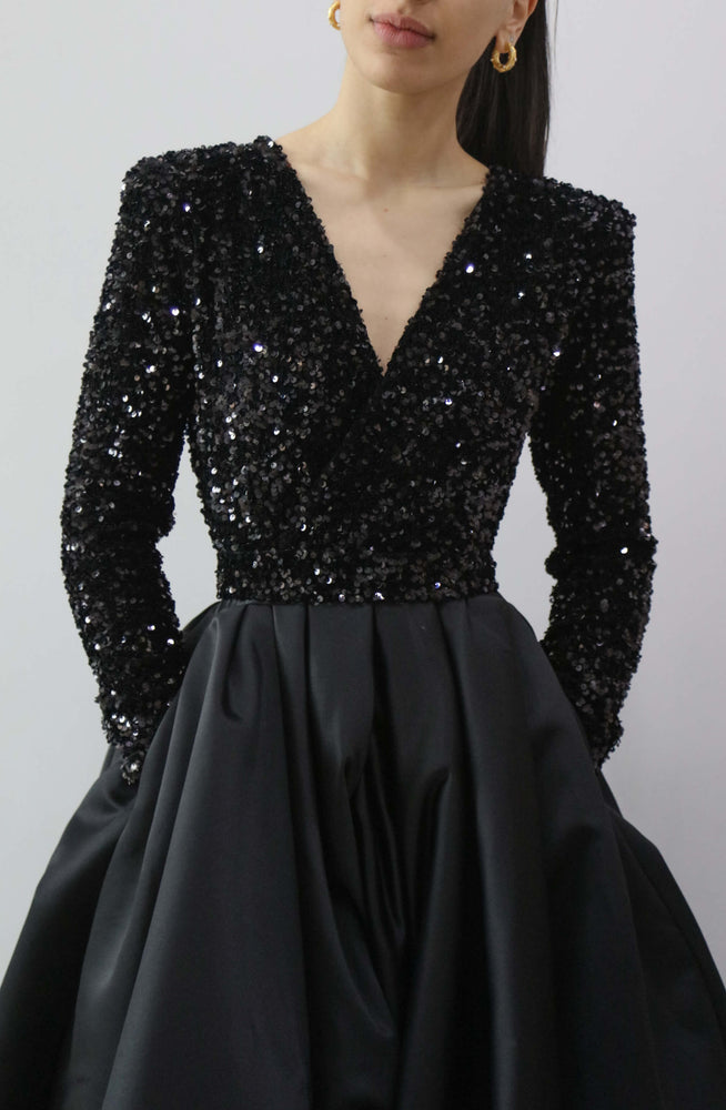 Eminent Black Sequin Gown by Lia Stublla