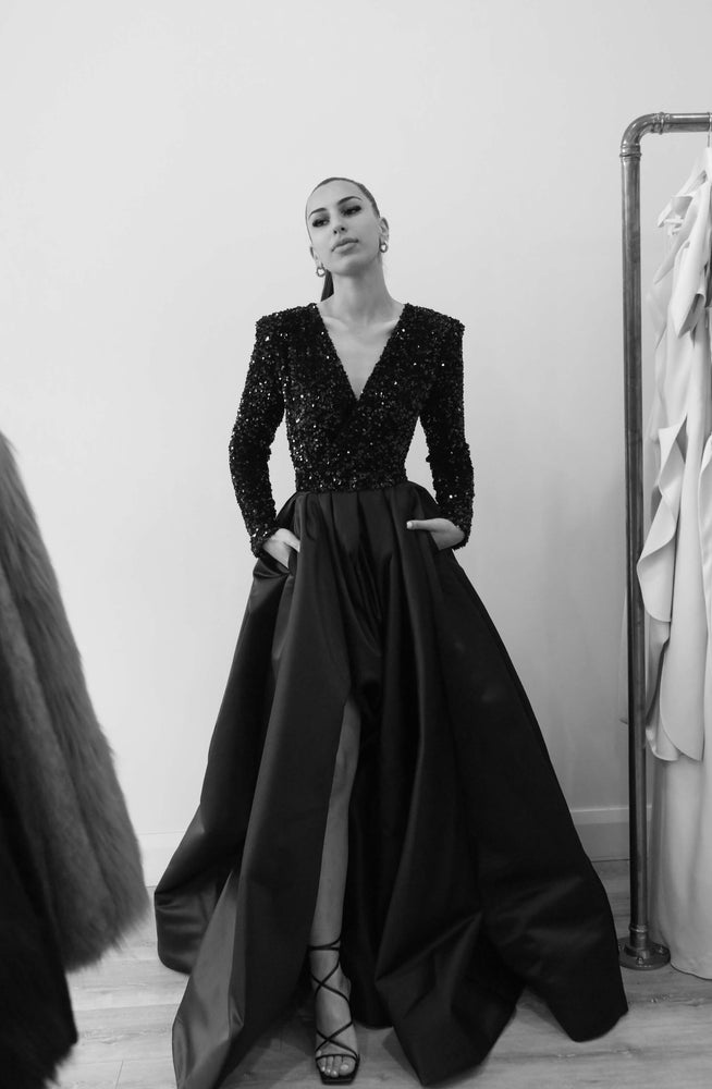 Eminent Black Sequin Gown by Lia Stublla