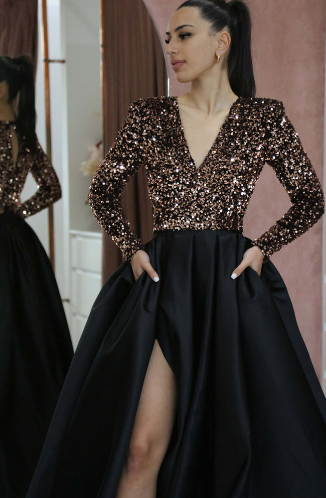 Eminent Choc Sequin Gown by Lia Stublla