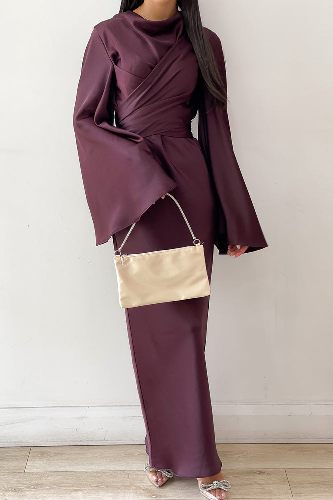 Ezra Burgundy Wrap Dress by HSH