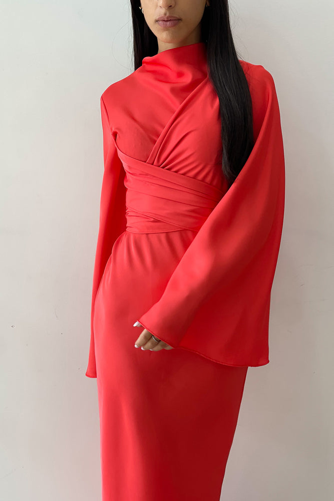 Ezra Coral Wrap Dress by HSH