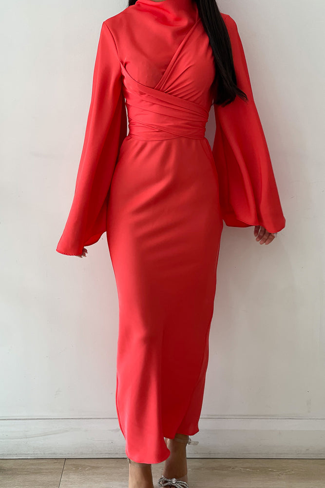 Ezra Coral Wrap Dress by HSH