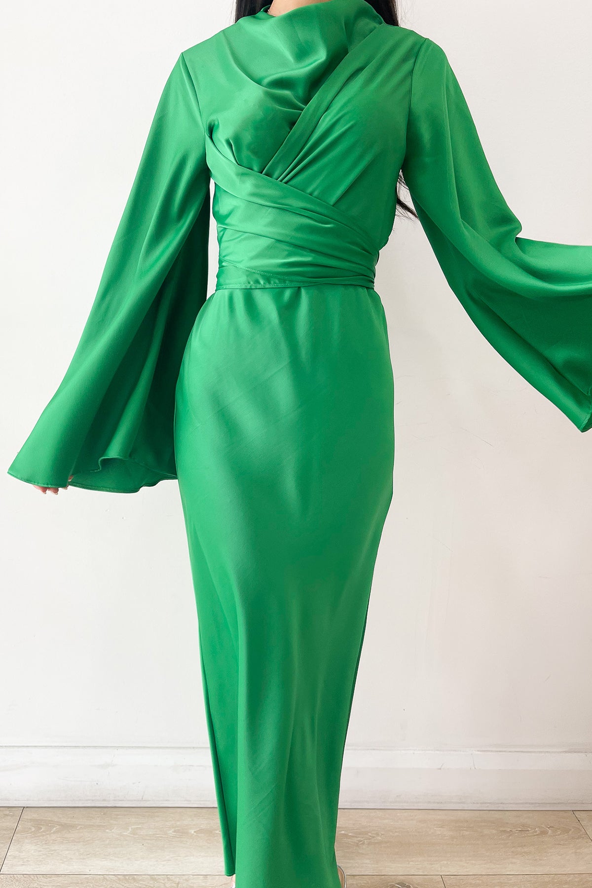 Ezra Green Wrap Dress by HSH For Hire | High St. Hire Ezra Green Wrap Dress by HSH For Hire | High St. Hire