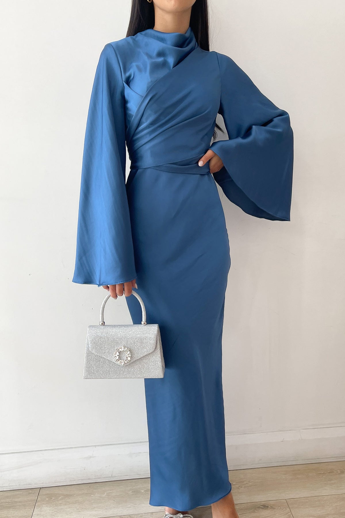 Ezra Navy Wrap Dress by HSH For Hire