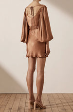 Gala Balloon Sleeve Mini Dress Copper by Shona Joy