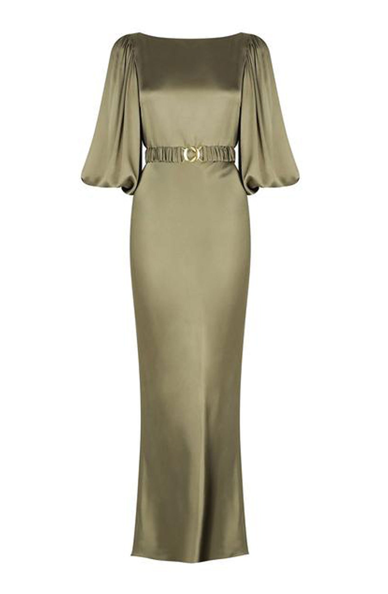 Giselle Balloon Sleeve Midi Dress With Belt Moss By Shona Joy High St. Hire Giselle Balloon Sleeve Midi Dress With Belt Moss By Shona Joy High St. Hire