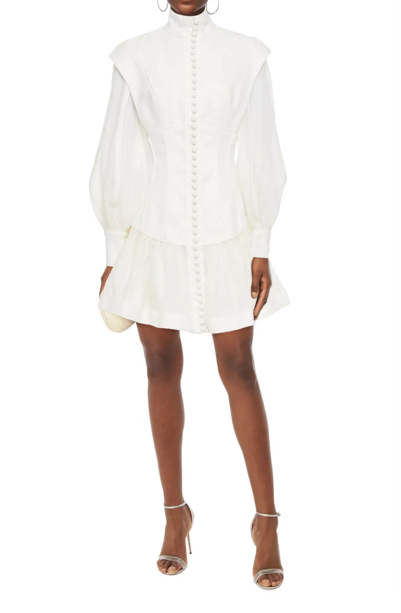 Zimmermann Glassy Long Sleeve Ivory Mini Dress | High St. Hire Zimmermann Glassy Long Sleeve Ivory Mini Dress | High St. Hire