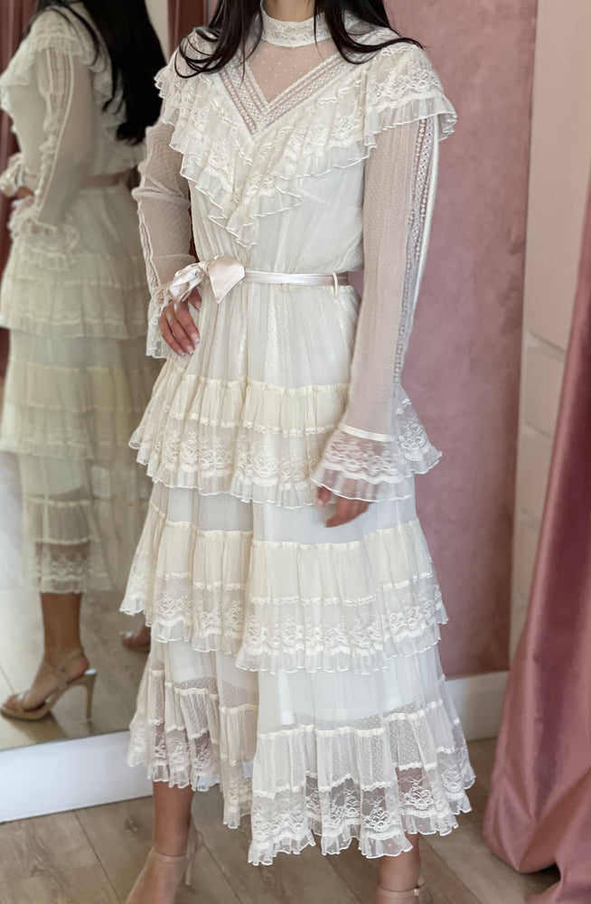 Glassy frilled lace midi dress by Zimmermann