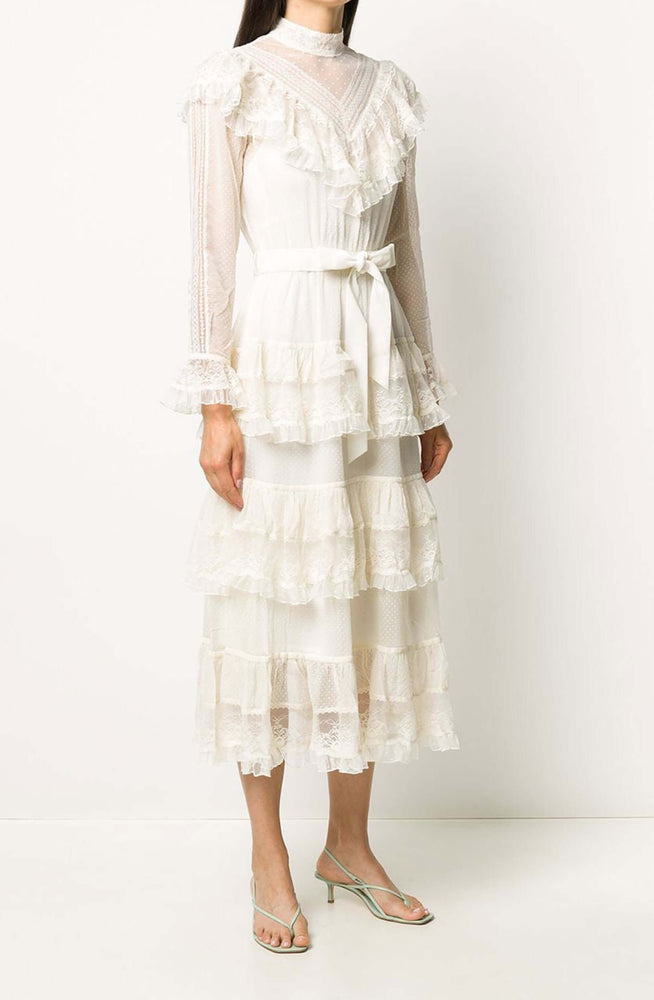 Glassy frilled lace midi dress by Zimmermann