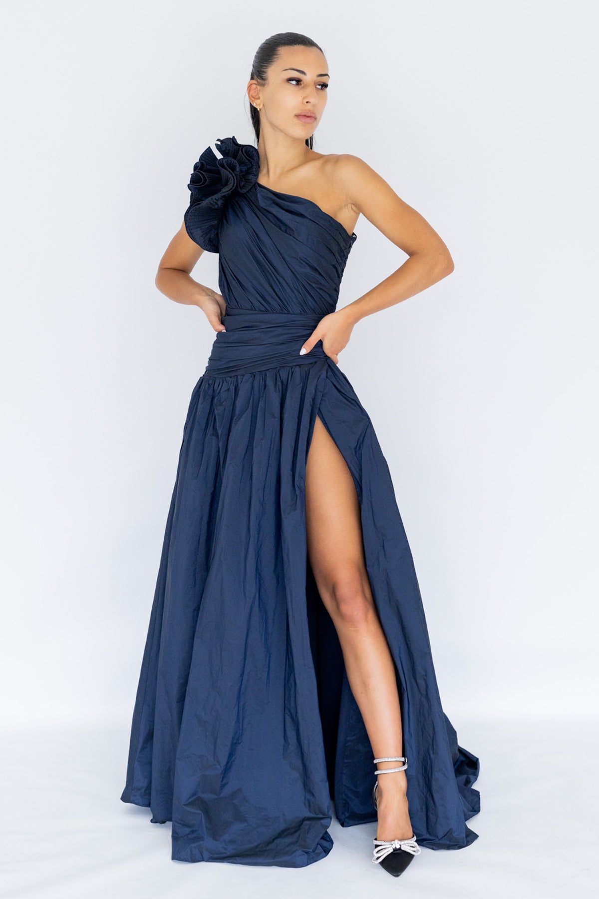 Goddess Navy Gown by HSH High St. Hire