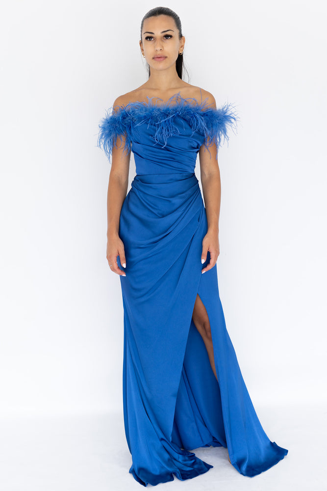 Harley Feather Gown Electric Blue by HSH