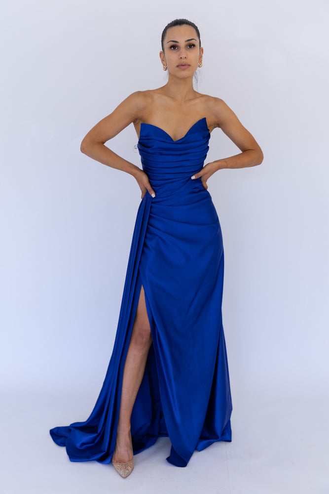 harper corset satin midi dress Aliava