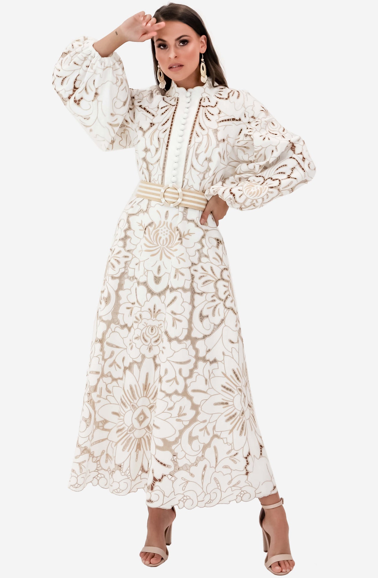 Edie Embroidery Long Dress by Zimmermann for Hire High St. Hire Edie Embroidery Long Dress by Zimmermann for Hire High St. Hire