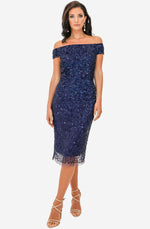 Chiara Hand Beaded Navy Dress by Montique