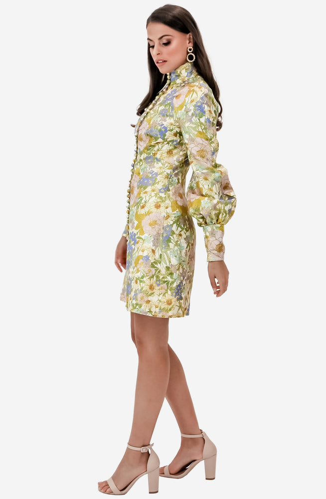 Super Eight Brocade Long Sleeve Mini Dress by Zimmermann