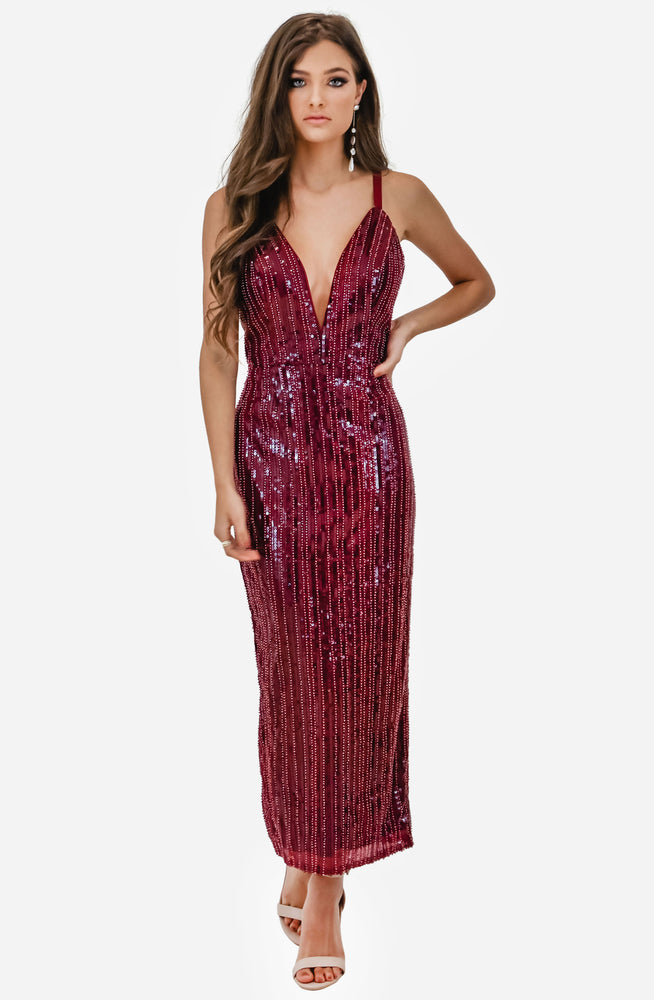 Backless Sequin Midi Dress by Jadore (JX2005)