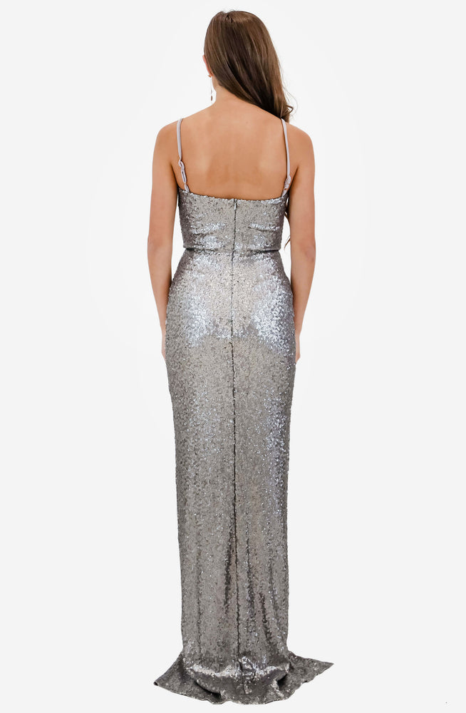 Europa Sequined Pewter Gown by Nookie for Sale High Hire